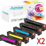 Lot de 10 Toners cartouches type Jumao pour HP CF380X CF381A CF382A CF383A