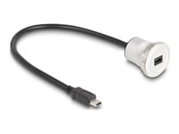 Delock - Usb-Forlengelseskabel - Mini-Usb Type B (Hann) Til Mini-Usb Type B (Hunn) Panelmonterbar - Usb 2.0 - 30 Cm - M22 Thread - Svart, Sølv