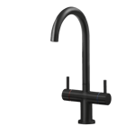 Liquida W03BL Swivel Spout Swan Neck Twin Lever Black Kitchen Mixer Tap