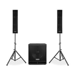 Vonyx VX880BT 2.1 Pack sono DJ PA actif - Subwoofer 15'' - Enceintes 8'' avec trépieds - Ports USB & SD compatibles MP3 - Interface Bluetooth - 1000W