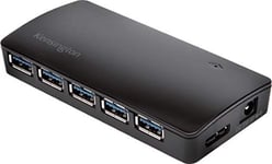 Kensington Hub 7 Ports USB 3.0, Transfert des données jusqu'à 5 Gbit/s -3 amplificateurs pour recharger rapidement smartphones & tablettes, Installation Plug & Play,Compatible HP,Dell,Windows,Macbook