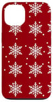 Coque pour iPhone 13 Cute White Snowflake Pattern For Women Red Christmas