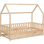 Lit cabane gigogne pour enfant 190x90cm en bois marceau