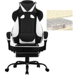 WOLTU Chaise Gaming Tissu Respirant Ergonomique Fauteuil Gaming, Livestream Siege Gaming Gamer avec Pivotant Chaise Bureau Grand Dos & Grand Siège pour Personne Lourde, Noir+Blanc, GS04sw