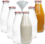 Mikken 6 x lasipullo 500 ml, pullo ruuvikorkilla, mukaan lukien suppilo