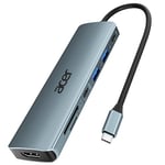 acer USB C Hub, 7 en 1 Adaptateur USB c vers hdmi, 2 USB 3.0 et USB C 5Gbps, HDMI 4K@30Hz, PD 100W, Lecteur de Carte SD/TF, Compatible pour iPad Pro, MacBook, Galaxy S20 etc