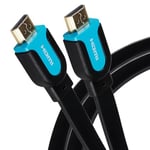 Maplin Flat HDMI Cable 3M, 4K 30Hz Ultra HD High Speed, ARC, HDR, 3D, Ethernet, Compatible with TVs, Monitors, PS4/5, Xbox, Projectors, Soundbars, Sky Box, PCs, Laptops, Apple TV