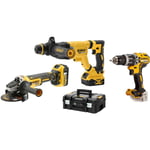 Pack de 3 outils 18V DCK327P2T (DCH263/DCG405/DCD791) + 2 batteries 5 Ah + chargeur en coffret tstak Dewalt Noir