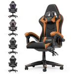 Bigzzia - Fauteuil Gamer Chaise Gaming Ergonomique - Siège Gamer avec appui-tête et oreiller lombaires - Inclinable 90 °-155 ° -Noir et orange