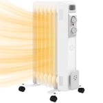 HOMCOM 1500W 7 Fin Oil Filled Heater Radiator for Home, White