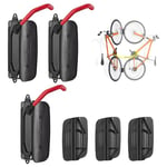 Mimoke Lot de 3 supports muraux pivotants pour vélo, vertical, pour garage, VTT et vélo de route, rouge