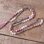 7 Chakra Mala Unik 8mm Natursten Lång Tofs Halsband Kvinnor Meditationshalsband Knotted Bead Yoga Halsband Smycken Rhodochrosite none