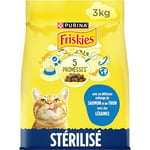 FRISKIES Chats Stérilisés Au Saumon et aux Légumes - 3 KG - Croquettes pour Chat Adulte