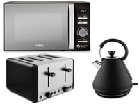 Tower Sera Black Kettle 4 Slice Toaster & T24039BLK Renaissance Microwave Set