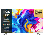TCL 75C641K 75-inch QLED Television, 4K Ultra HD, Android Smart TV (Game master, Dolby Atmos, Freeview Play, Motion clarity, Hands-Free Voice Control, compatible with Google assistant & Alexa)