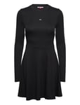 Tjw Ls Fit & Flare Dress Kort Klänning Black Tommy Jeans