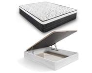 HOGAR24 ES Lot de Matelas à mémoire de Forme Bio Deluxe Premium 25 + canapé en Bois rembourré Grande capacité | Couleur Arctique | Dimensions : 150 x 190 cm