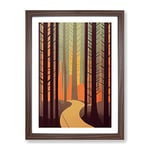 Forest Contemporary No.4 Abstract Framed Print for Living Room Bedroom Home Office Décor, Wall Art Picture Ready to Hang, Walnut A3 Frame (34 x 46 cm)