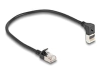 Delock Rj45 Nätverkskabel Cat.6A S/Ftp Slim 90° Topp Vinklad / Rak 0,25 M Svart