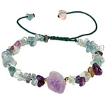 Wizock Raw Amethyst Drusy-Quartz Colorful Gemstones and Crystals Bracelets Tumbled Chip Gems Stones Energy Stretch Bracelets for Women (Fluorite)