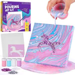 LAOESE Licorne Peinture Pouring sur Toile, Kit de Loisirs Créatifs Fille, Licorne Cadeau Fille 5 6 7 8 9 10 ans Garcon, Jeux Activités Manuelles Enfant, Licorne Jouet Fille 4-12 ans Idee Cadeau