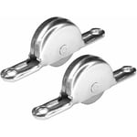 2x Roulette de placard galet coulissant 24mm en acier galvanisé Rail Porte Meuble Pliant Roulement à billes Support Guide Rouleau