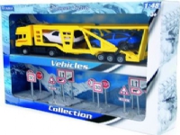 Teama Auto tow truck with a trailer and road signs 1:48 yellow ver.1