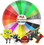 Filament PLA 1,75 mm, 20 Couleurs, 5 Mètres par Couleur, 100 Mètres au Total, pour Stylo 3d, Crayon 3d, Matériaux d'Impression 3D, Écologiques et Sains