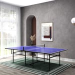 9FT Table Tennis Table w/ Four Wheels, Folding Tennis Table, Blue