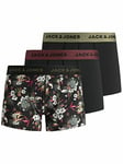 JACK & JONES Men's JACFLOWER Micro Fiber 3 Pack Boxer Shorts, Black/Detail:Black-Black, L