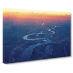 Big Box Art London City Skyline & The River Thames Canvas Wall Art Framed Picture Print, 30 x 20 Inch (76 x 50 cm), Blue, Orange, Mauve