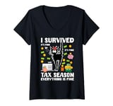 Womens Survived Tax Season Everything Is Fine Tax Day Accountant V-Neck T-Shirt