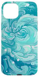 iPhone 15 Plus Swirl Blue Color Illustration Pattern Abstract Art Case