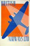 BRITISH AIRWAYS LTD AVION Rsdy - POSTER HQ 70x90cm d'une AFFICHE VINTAGE