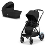 Cybex, e-Gazelle S, Søsken-/tvillingvogn inkl. Gazelle S Cot - Moon Black/Black