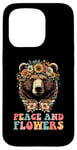 Coque pour iPhone 15 Pro Couronne de fleurs avec ours marron