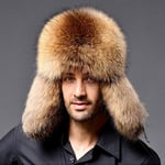 Män Trapper Hårig Rysk Mössa Flurry Ushanka Med Öronlapp Vinter Varma Konstgjord Päls Fleece Snö Skidmössa Camel