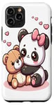 Coque pour iPhone 11 Pro Adorable panda et ours en peluche câlins style kawaii