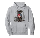 Black Cat in Cowboy Boots Pullover Hoodie