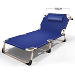 Xiesheng Transat Jardin Chaise Longue Pliable Lit Pliant Lit Simple Fauteuil inclinable Bureau Nap déjeuner Largeur 68 cm Disque de Coton(Taille: 194×68×30cm)(Couleur, Bleu Pad +),Bleu