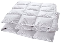 Manteuffel Comfort Couette d'été légère - 155 x 220 cm - Couette Fine et légère pour l'été - 60% Duvet & 40% Plumes - Garnissage 490 g (Blanc, 100% Coton)