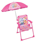 FUN HOUSE 5XL.38.5xP Ø65 CM pour Enfant PAT'PATROUILLE Fille Stella Everest Chaise Pliante Camping Dimensions : H.38.5 XL.38.5 x P.37.5 CM + Parasol Ø 65 CM, Rose