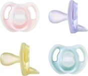 Tommee Tippee Ultra-Light Soothers, 6-18 Months, 4 Pack of One Piece Silicone