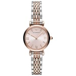 Emporio Armani Montre pour femme, mouvement à deux aiguilles, boîtier en acier inoxydable or rose de 28 mm avec bracelet en acier inoxydable, AR11223