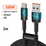 Toocki-Câble SnapUSB Type-C PD 100W pour recharge rapide et transfert de données,cordon de chargeur pour téléphone Huawei,Xiaomi et Samsung Oneplus - Type HY A-C 2m Green