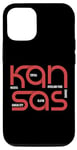 Coque pour iPhone 14 Typographie simple de l'État du Kansas avec le nom de ses plus grandes villes