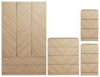 GFW Catania 4 Piece 3 Door Wardrobe Set - Oak Effect