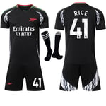 2024-2025 Arsenal borta barn vuxen svart fotbollströja set med strumpor storlek 41 RICE-Xin No.41 RICE XXL