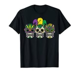 Sugar Skulls Mardi Gras Mask Jester Mexican Men Women Kids T-Shirt