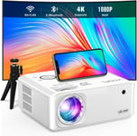 Videoprojecteur WiFi Bluetooth 26000L [Keystone Électrique 6D/4P], Full HD 1080P Projecteur Video 4K Supporté, PPT, Zoom 50%, RetroProjecteur pour TV Stick/iOS/Android/USB/PC